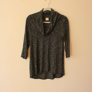 Kaileigh Gray/Black Cowl Neck Top